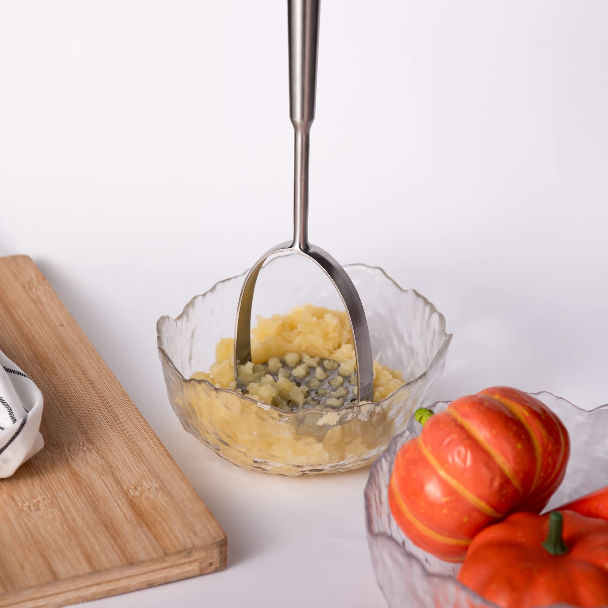 Imeea Potato Masher Sus304 Stainless Steel Potato Masher With Long Handle For Avocado, Mashed Potatoes, Beans, Vegetables, 13.8-